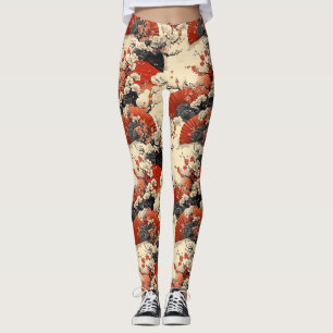 Legging Leque de Flor de Cerejeira Japonesa Padrão (5)