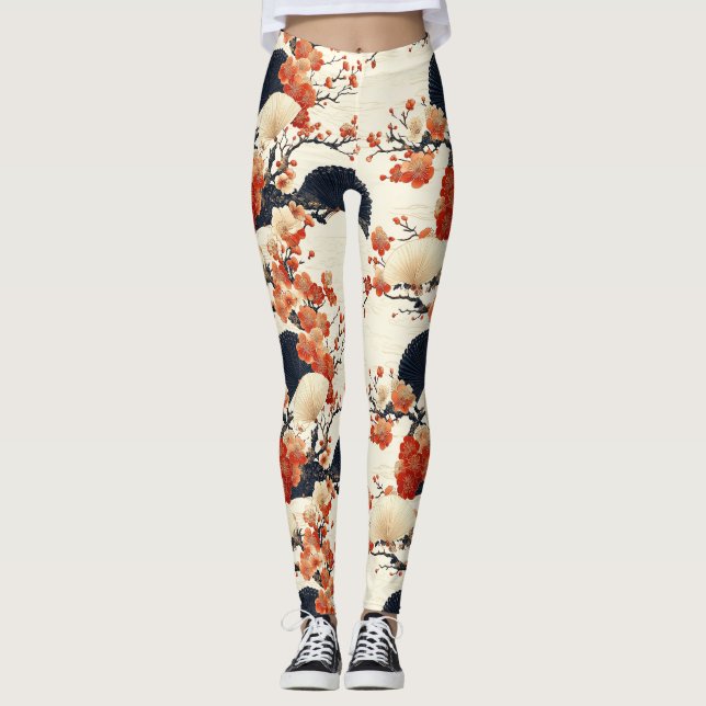 Legging Leque de Flor de Cerejeira Japonesa Padrão (6) (Frente)
