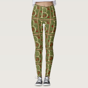 Legging Letra Monograma B Floral Vermelho Verde William Mo