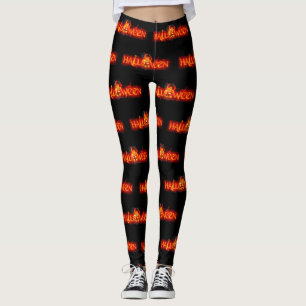 Legging Letras ardentes maciças do SlipperyJoe's Halloween