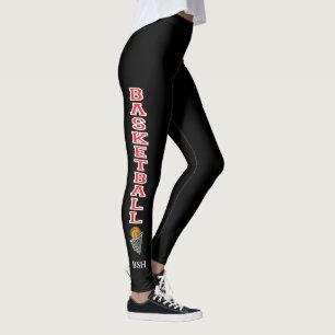 Legging Letras do basquetebol em um vermelho e branco