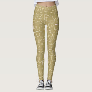 Legging Letras elegantes bege e branco