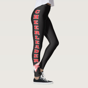 Legging Letras vermelhas da tipografia do cheerleader