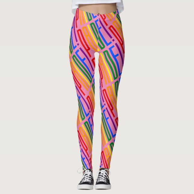 Legging LGBT Orgulho Amor Igualdade Arco-Íris Legenda (Frente)