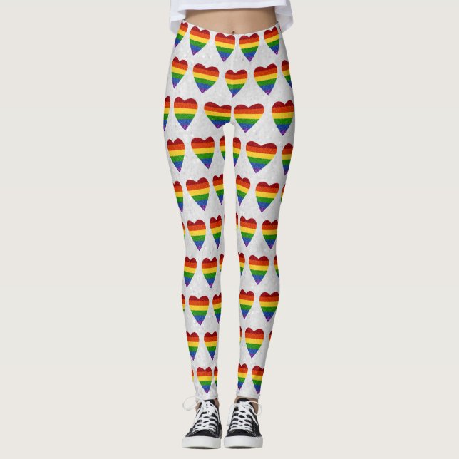 Legging LGBT Sinalizador do Orgulho Cardíaco (Frente)