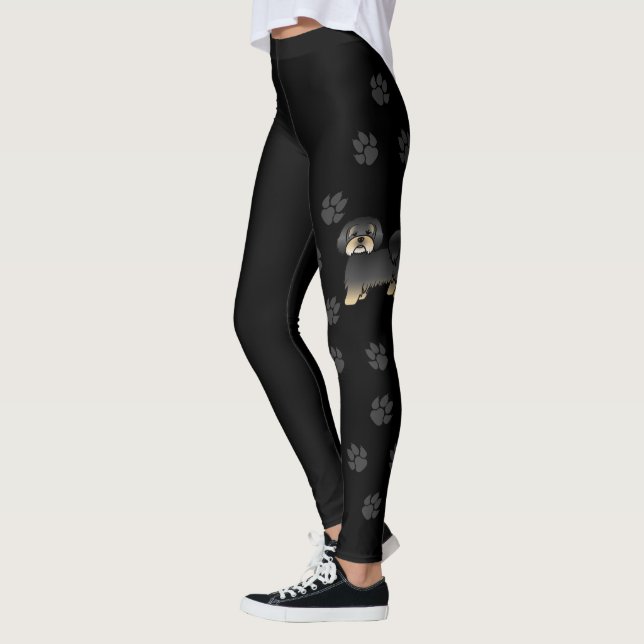 Legging Lhasa Apso Preto e Dourado Cachorro de Desenho Ani (Esquerda)