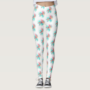 Legging libélula vermelha sobre fundo de aquarela