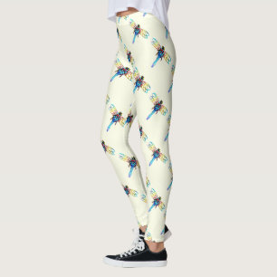 Legging libélulas iridescentes brancas