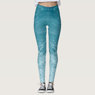 Legging Light Blue Music Ocean Waves Inspiron