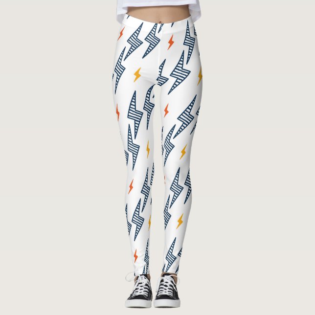 Legging Lightning Bolts Doodle Seamless Flash (Frente)