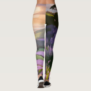 Legging Lilac Blooms: Arte ao Lado da Encosta no Brilho do