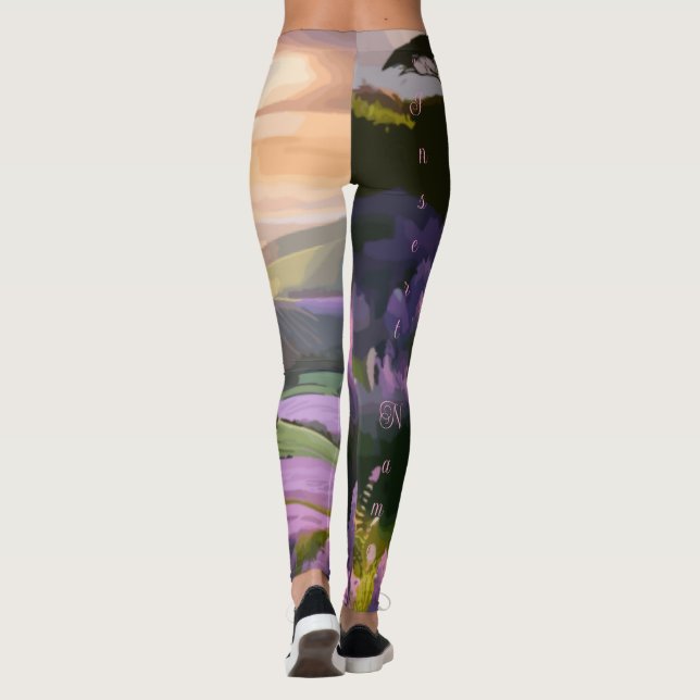 Legging Lilac Blooms: Arte ao Lado da Encosta no Brilho do (Verso)