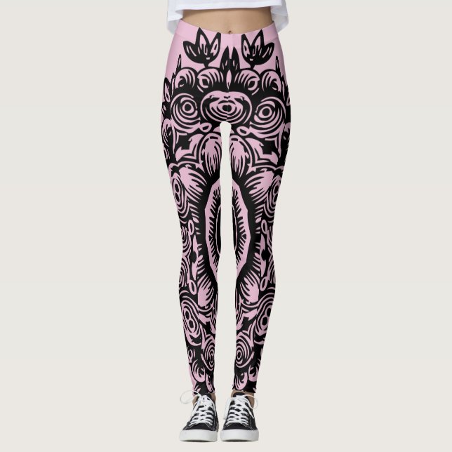 Legging Lilac doce com atlética de Cor damasco preta (Frente)