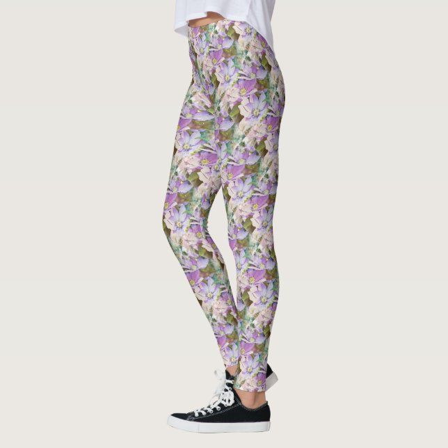 Legging Lilac e caneleiras florais roxas (Esquerda)