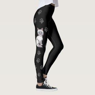 Legging Lilac Point Tabby Birman/Ragdoll Cat & Paws Black