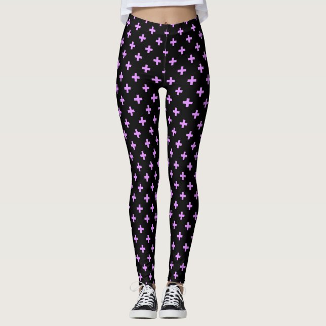 Legging Lilac polka cruza em preto (Frente)