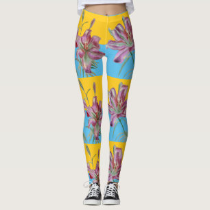 Legging Lily Lillies Floral Flor Cor de Água Rosa