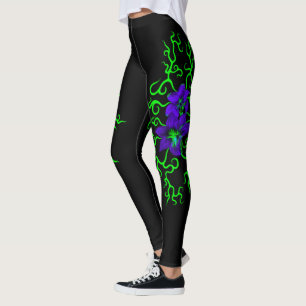 Legging Lily Roxa Flor a preto
