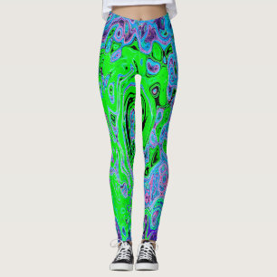 Legging Lima Verde Groovy Abstrato Retro Líquido Redemoinh