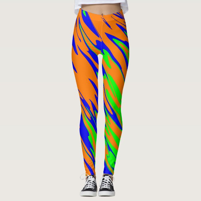 Legging Limão Azul Laranja de Pintura de Spray (Frente)