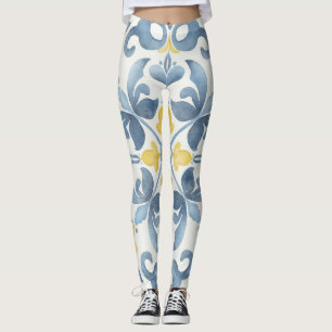 Legging Limão Azulejo Azul Italiano