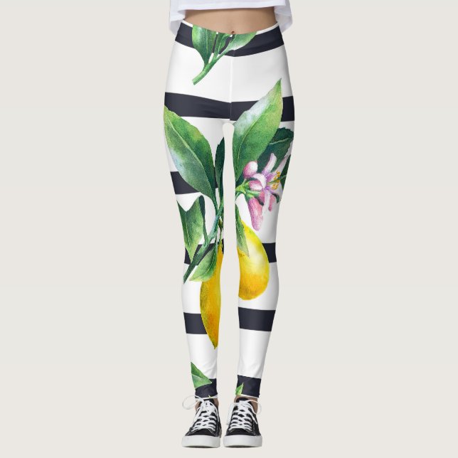 Legging Limão Branch: Citrus Watercolor Bliss (Frente)
