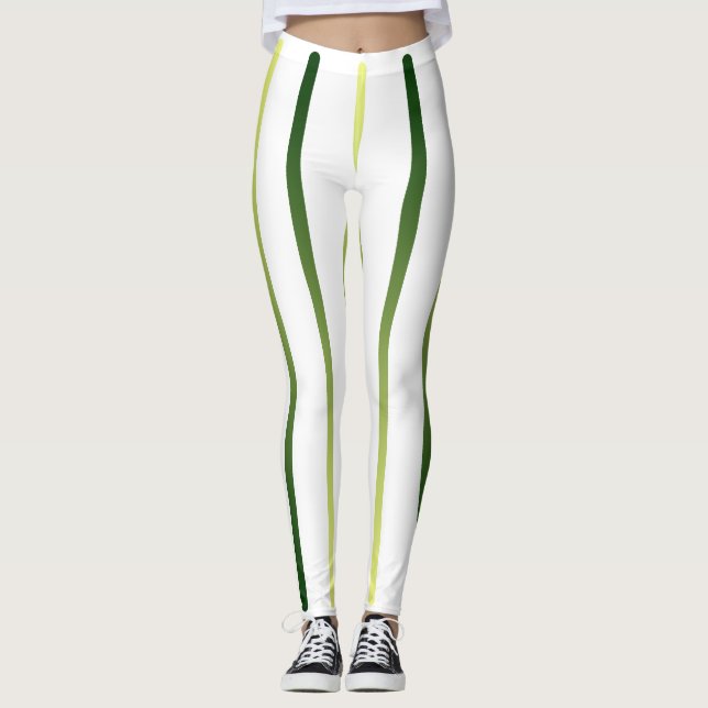 Legging Limão branco listrado Slimming calças desportivas (Frente)