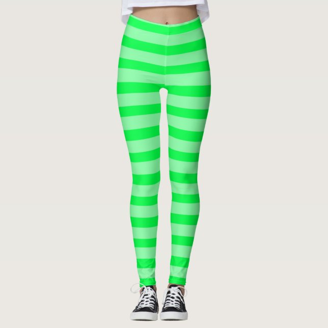 Legging Limão-Chave Pie Neon Green Rave Strips (Frente)