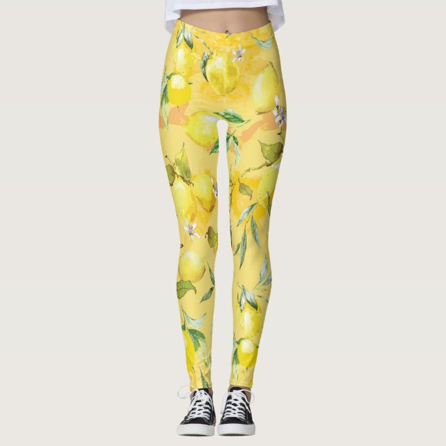 Legging Limão de aquarela IV (Frente)
