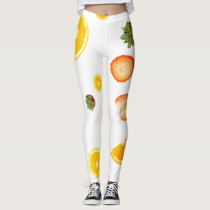 Legging Limão doce, kiwi e padrão de licença em branco