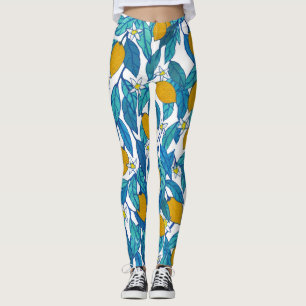 Legging Limão Sangrento: Design Floral de Aquarela.
