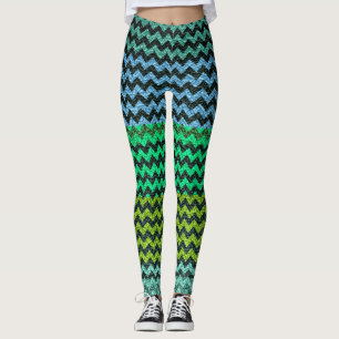 Legging Limão Turquesa Mint Chevron Modern Leather