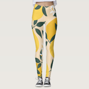 Legging Limão Vintage: Textura de Fruta sem costura.