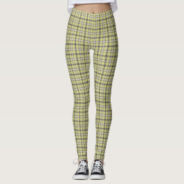 Legging Lime Green Plaid Classic Pattern Retro