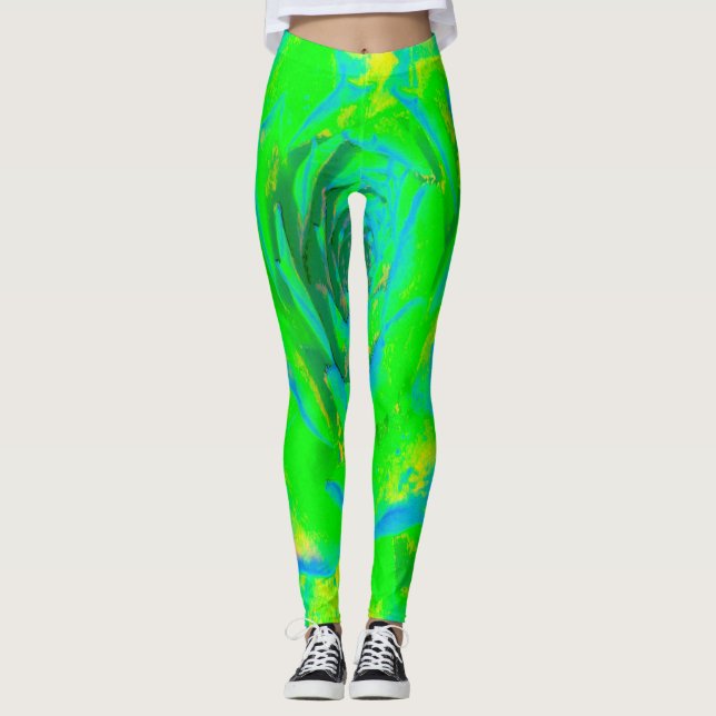 Legging Lime Verde Chartreuse Suculenta Sedum Roseta (Frente)