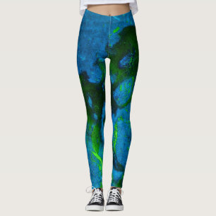 Legging Limestone Abstrato em Verdes e Aqua Blues