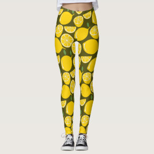 Legging Limões Amarelos & Padrão Verde Oliva: Citrino Mode