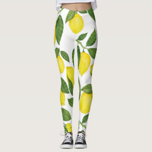 Legging Limões de Aquarela: Padrão de Fruta de Verão
