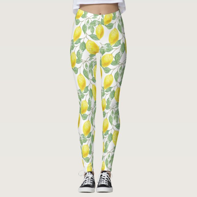 Legging Limões e folhas de Design (Frente)