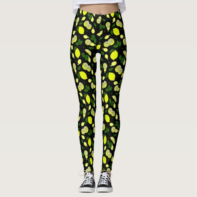 Legging Limões Ilustrados Deixam Padrão Moderno de Verão (Frente)