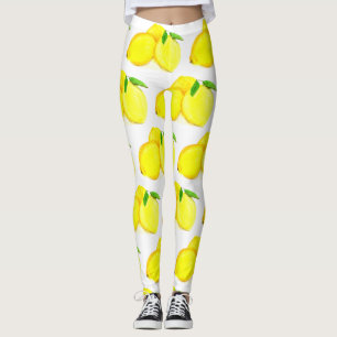 Legging Limões Padrões de Fruta Amarelo Citrus