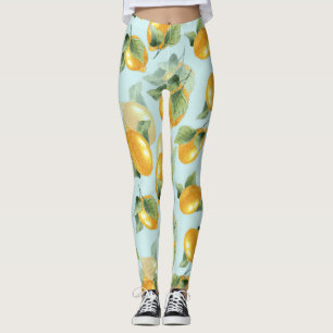 Legging Limões Sai: Aquarela Impressão sem costura