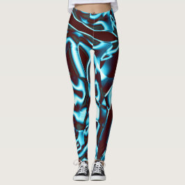 Legging Limpe os tons cianos nas fitas abstrato para cima