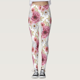 Legging Linda cor rosa com Rosa floral design