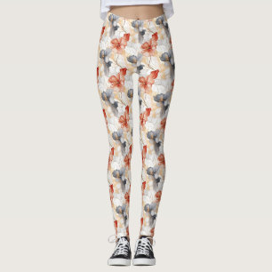 Legging Linda feminina Peach Blue e White Floral