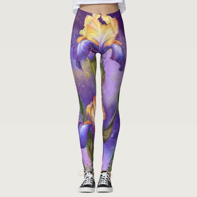 Legging Linda Flor Íris - Pintura de Arte Migrada (Frente)