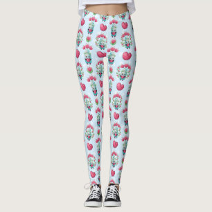 Legging Linda Floral Mason Jar Hearts Pattern