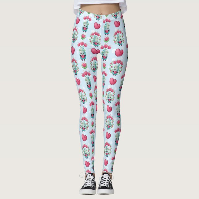 Legging Linda Floral Mason Jar Hearts Pattern (Frente)
