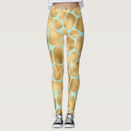 Legging Linda Girafa Spots Mint e Dourada