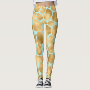 Legging Linda Girafa Spots Mint e Dourada